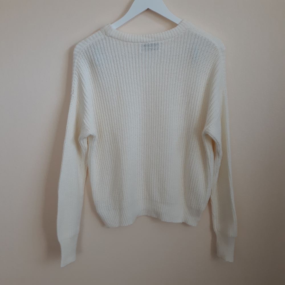 Urban Outfitters Long Sleeve Chunky Knit Sweater Ivory Capsule Classic - Picture 4 of 6